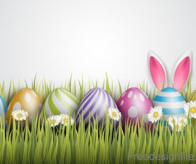 Spring grass with easter egg illustration vector 02
