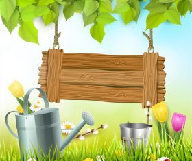 Spring outside background with sign design vector 01