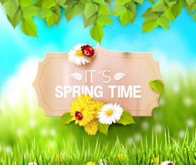 Spring outside background with sign design vector 02