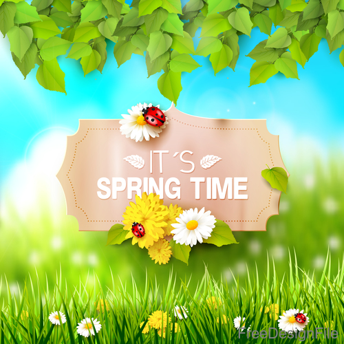Spring outside background with sign design vector 02