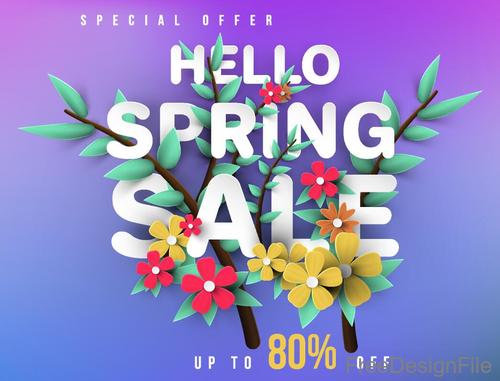 Spring sale background creative design vector 02