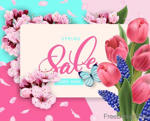Spring sale background creative design vector 03
