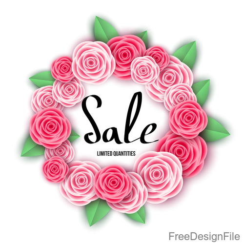 Spring sale design with flower frame vectors 03