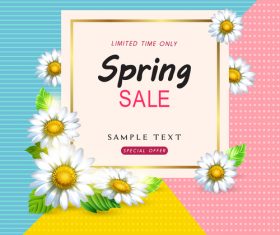 Spring sale design with white flower vectors 01