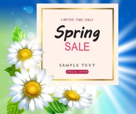 Spring sale design with white flower vectors 02