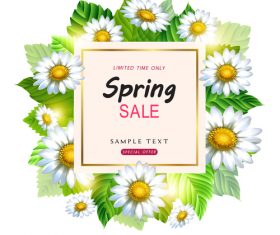 Spring sale design with white flower vectors 03