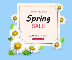Spring sale design with white flower vectors 04