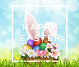 Sunlight with easter card design vector