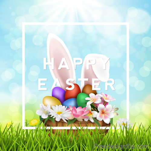 Sunlight with easter card design vector