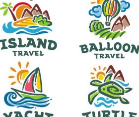 Travel logos hand drawn design vector 01