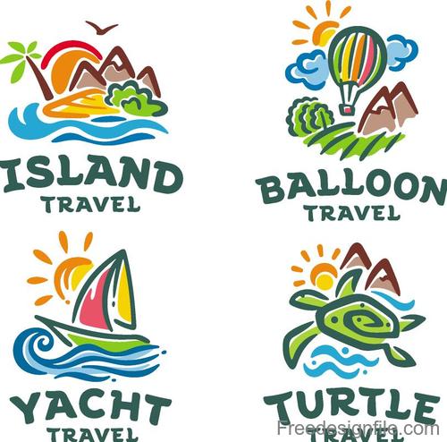 Travel logos hand drawn design vector 01