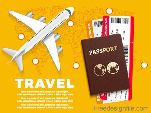Travel template with passpost vector