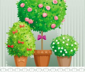 Tree with flower spring card vector