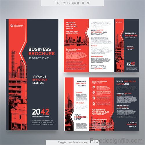 Trifold brochure business template vector 01