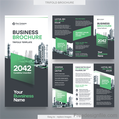 Trifold brochure business template vector 03