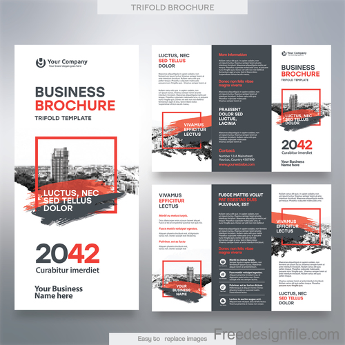 Trifold brochure business template vector 04