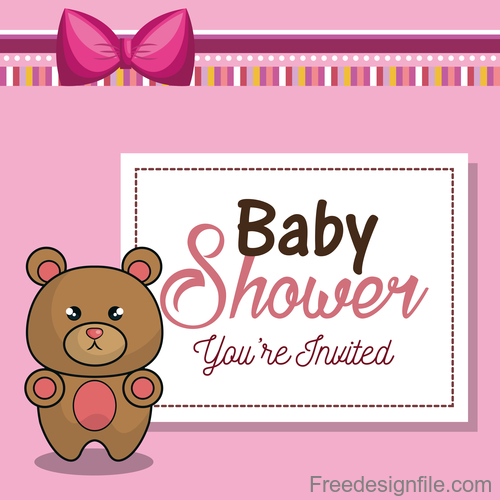 Vector baby shower card template design 02