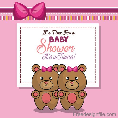 Vector baby shower card template design 04