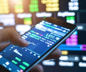 View stock market trends on your phone Stock Photo