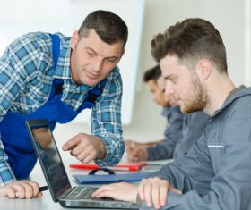 Warehouse for storage products and active work colleagues Stock Photo 01