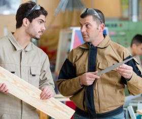 Warehouse for storage products and active work colleagues Stock Photo 02