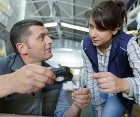 Warehouse for storage products and active work colleagues Stock Photo 03