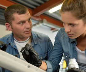 Warehouse for storage products and active work colleagues Stock Photo 04