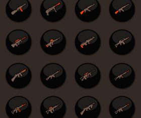 Weapon glass button icons vector