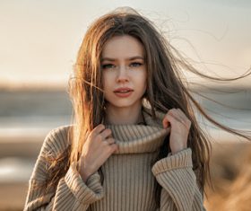 Wearing turtlenecks women outdoors Stock Photo