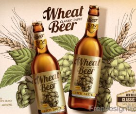 Wheat beer classic taste poster design vector 02