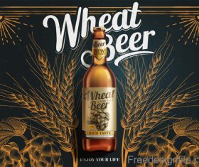 Wheat beer classic taste poster design vector 05