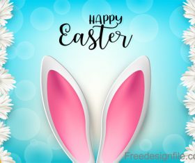 White flower border with easter background vectors 02