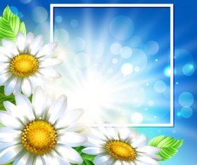 White flower with spring background art vector 01