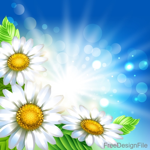 White flower with spring background art vector 02