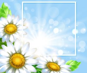 White flower with spring background art vector 03