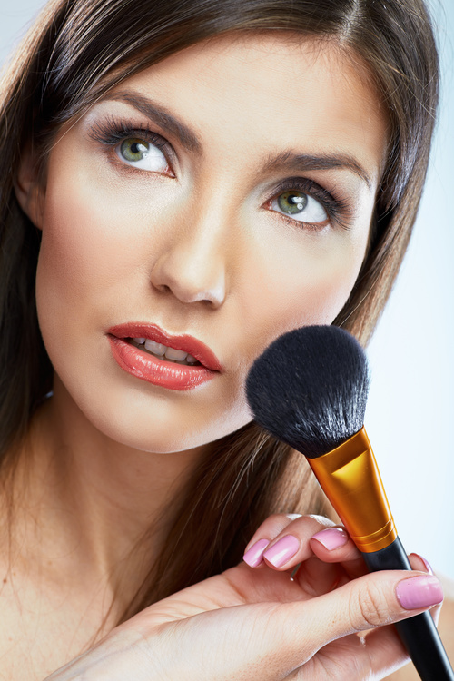 Woman holding stucco makeup Stock Photo 05