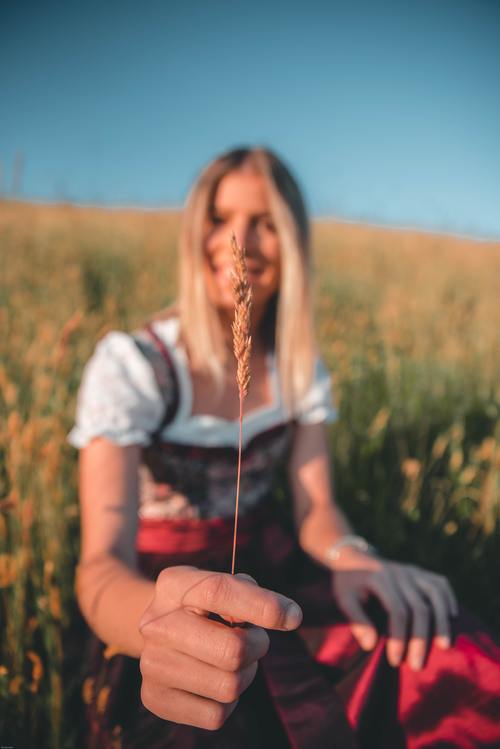 Woman holding wheat ears Stock Photo