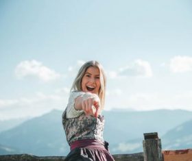 Woman in vintage dress Stock Photo 02
