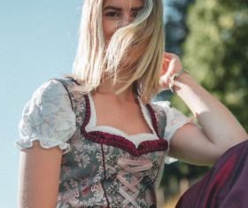 Woman in vintage dress Stock Photo 03