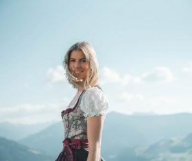 Woman in vintage dress Stock Photo 04