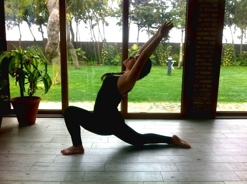 Woman practicing yoga indoors Stock Photo 01