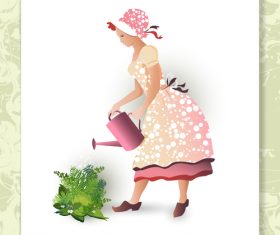 Women Water Plants Vector