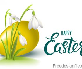 Yellow egg vector with easter flower vector