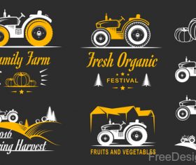 Yellow farm labels design vector 04