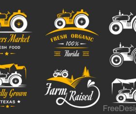Yellow farm labels design vector 05