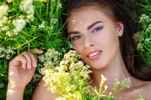 Young woman spring is relaxing outdoors Stock Photo 01