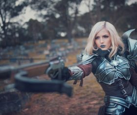 girl in armor Stock Photo