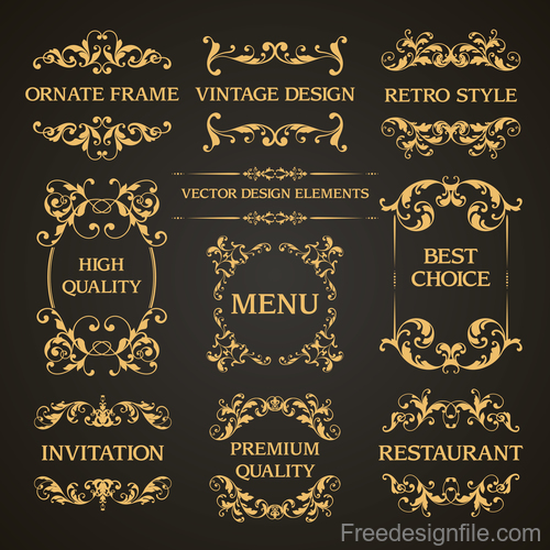 luxury retor decor labels vector