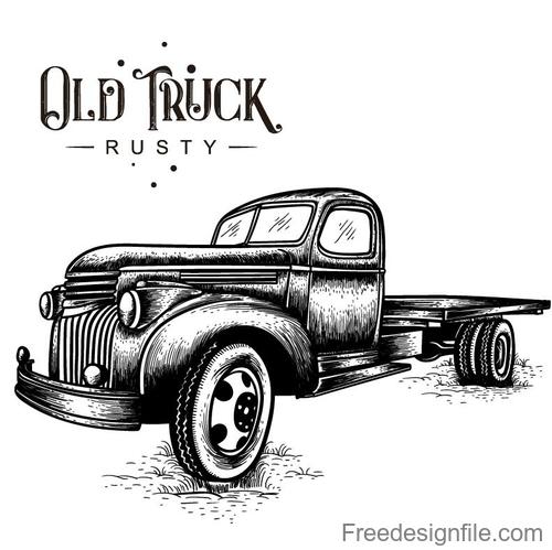 old truck rusty vector