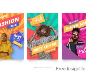 3 Kind fashion sale poster template vector
